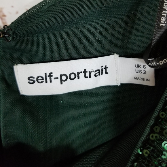 Self Portrait | Green Sequin Embellished Midi Dress - Picture 7 of 7